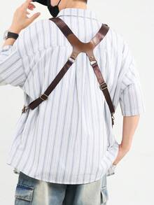 Arnés de pecho de estilo hip-hop retro de PU, correa para el hombro ajustable, bolso bandolera casual, bolso de hombro, accesorio para correr, portaherramientas, funda - Negro - Ver 6