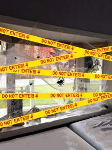 1 Roll Halloween Caution Tape, 4.8cm*25m Yellow Danger Warning Tape, Hazard Barrier Tape, Indoor Outdoor Creepy DIY Decor Accessory Suitable For Party, Doors, Dangerous Areas