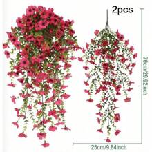 2 ramos de flores decorativas artificiales resistentes a los rayos UV, plantas artificiales adecuadas para decoración del hogar, pasillo, jardín, patio, mesa de comedor, sala de estar, decoración de bodas y fiestas, flores decorativas artificiales, Día de San Valentín, primavera, enredaderas artificiales, enredaderas colgantes artificiales, flores artificiales, decoración de bodas y fiestas con plantas artificiales, Día de San Valentín