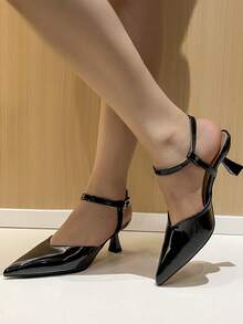 Tacones altos de punta elegantes y de moda para mujer - Negro - Ver 2