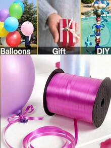 1 Roll, 250 Yard Pink Curling Ribbon For Gift Wrapping, Balloon String, Wedding, Birthday, - Metallic Shiny " Ribbon For Bouquets And Flower Wrapping Paper Valentine DAY, Valentines Wedding, Birthday - Pink - View 7