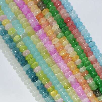 50/100pcs 5mmx8mm Imitation Jade, Agate, Abacus Beads, Loose Beads, Wheel Beads, Spacer Beads, Jewelry DIY Accessories, Bracelets, Keychains, Necklaces Craft Decorations, Beads Materials, Colorful
