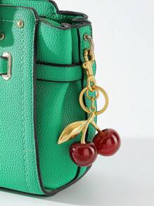 1pc Cherry Pendant, New Big Cherry Shape Crystal Pendant Key Chain, Sparkling Cherry Keyring Charm With Clip, Shiny Resin And Metal Materials, For Women Wallet And Bag Car Accessories Bag Charm School