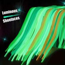 3/6 Pairs Of Night Light Shoelaces, Green/White,Lightweight, Suitable For Low Cut Canvas Shoes, Sports Shoes, Casual Shoes, Unisex,Outdoor Cycling And Running - Xanh lá cây-6 cặp - Xem 8