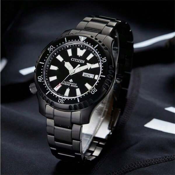  Relojes deportivos y de ocio a prueba de agua de la serie CITIZEN PROMASTER, mecánicos, sencillos y versátiles, con movimiento mecánico, correa de acero inoxidable, relojes japoneses y coreanos, modelo para hombre NY0131-81XB