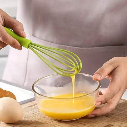 1pc Colorful Mini Silicone Whisk, Handheld Cream/Egg Beater, Kitchen Baking Tool, Food Mixer, Convenient Breakfast Supplies, Family Dinner Supplies, Party Supplies