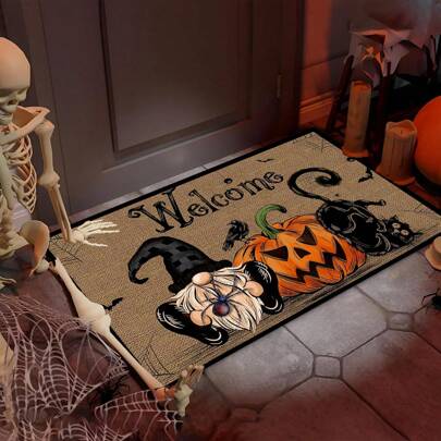 1pc Rug Indoor Mat Pumpkin Decorative Kitchen Mats Spooky Trick Or Treat Boo Holiday Party Low-Profile Floor Mat For Home Kitchen Suitable For Bathroom Floor Mat Door Mat Living Room Mat Bath Rug Spring, Summer, Autumn, And Winter Christmas Thanksgiving Day Gift  Christmas Decor  Christmas Decorations Christmas Decoration Room Decor Home Decor