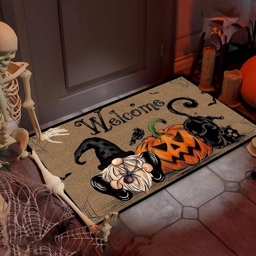 1pc Rug Indoor Mat Pumpkin Decorative Kitchen Mats Spooky Trick Or Treat Boo Holiday Party Low-Profile Floor Mat For Home Kitchen Suitable For Bathroom Floor Mat Door Mat Living Room Mat Bath Rug Spring, Summer, Autumn, And Winter Christmas Thanksgiving Day Gift  Christmas Decor  Christmas Decorations Christmas Decoration Room Decor Home Decor