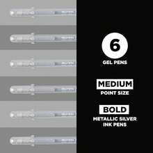 Gelly Roll Metallic Gel Pens - Pens For Scrapbook, Journals, Or Drawing - Metallic Silver Ink - Medium Line - 6 Pack,10405755 - 藍色 - 查看 2