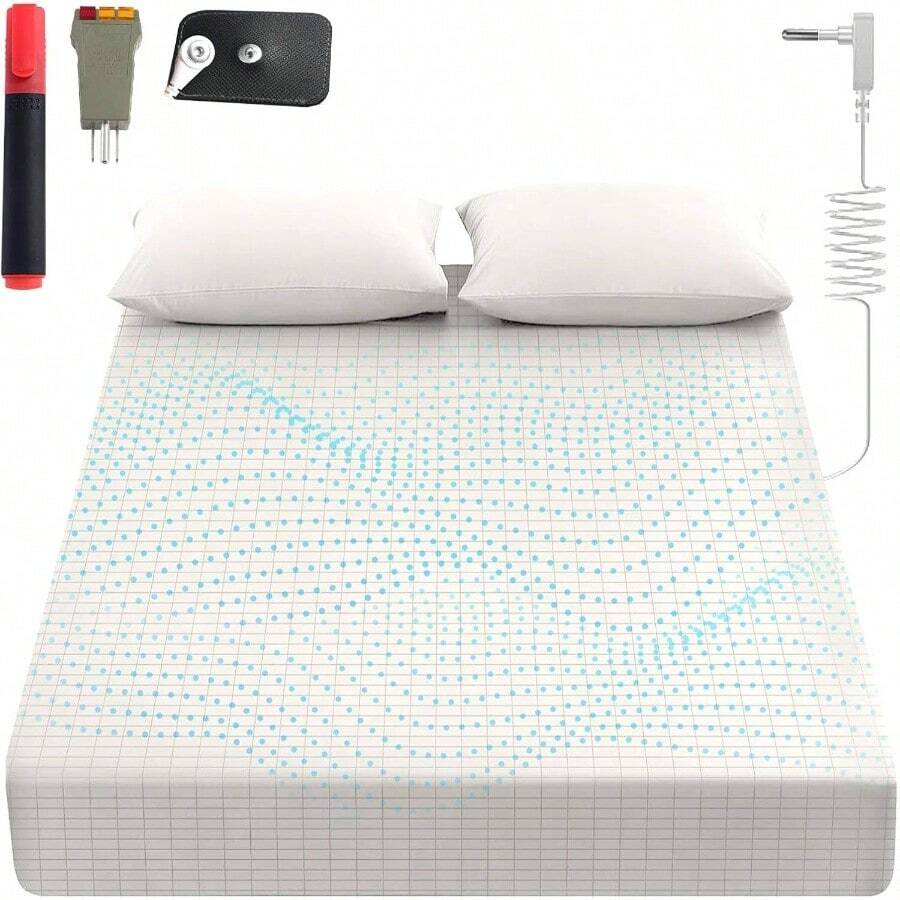 Grounding Sheets King, 90 Organic Cotton+ 0 Pure Silver Fiber, Grounded Bed Sheet Kit, Deep Pocket Grounded Bed Sheet, Relieves Pain - Used For Healthy Sleep Herapy(Gray, King) - 白色+全尺寸(2 件裝) - 查看 1