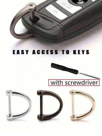 2个/套 D型环螺丝扣，半圆形D型环，适用于汽车钥匙链、金属钥匙链、锌合金配件、半圆形D型环、马蹄形扣、可拆卸行李挂件