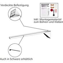 KEUCO Rose Handtuchhalter einarmig 34 cm ohne Bohren Metall verchromt Made in Germany starr inkl. Klebeset und Schraubset Handtuchstange zum Kleben oder Schrauben - Silber - Übersicht 5