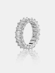 Set Kotak Hadiah Mewah Minimalis Cincin Kristal Super Berkilau, Perhiasan Fashion untuk Wanita, Cocok untuk Pernikahan, Pertunangan - Kubus perak - View 2
