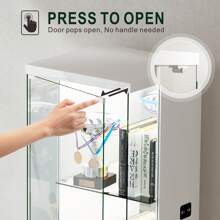 Lockable Curio Display Cabinet With Glass Door,65" Lighted Curio Cabinet With 3 Color Lights For Collectibles,3-Tier Display Case With Human Body Sensor,Glass High Gloss Storage Cabinets