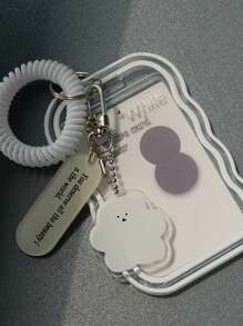 1 Stück Rückkehr zur Schule transparente Farbverlauf wellige Kartenhülle mit niedlichem Wolken- & inspirierendem Zitat-Anhänger - strapazierfähige TPU Buskartenhalter für den Campus, Urlaubsgeschenke