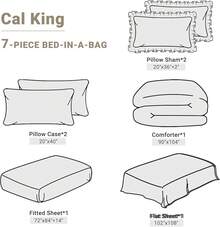 Comforter Set Pieces, Beige Bed In A Bag Comforter Set Bedroom, Bedding Comforter Sets With Comforter, Sheets,Ruffled Shams & Pillowcases - Màu be - Xem 5