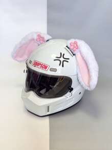 2 件成人头盔配件 - 可爱兔耳朵，柔软毛绒粉色和黑色，可折叠设计，适合成人，非常适合滑雪头盔、摩托车配件等，圣诞节头盔装饰，万圣节头盔装饰，亡灵节头盔装饰 - 彩色 - 查看 4