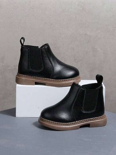 Soft Leather Comfortable Children Boots, Flat Non-Slip Autumn/Winter Boys & Girls Short Boots, Casual Children Leather Boots