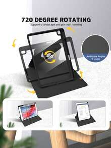 1 件装，双面高清印花卡通猫图案平板电脑保护套，兼容 iPad 10/9/11 2025，透明亚克力后盖，2026 新款，自动唤醒/睡眠，多角度支撑带笔槽，办公学习必备，非磁性保护套，2026 新年礼物。 - 黑色 - 查看 7