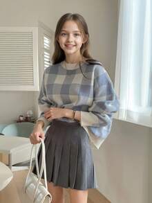 1 件女童休闲厚套头衫，秋冬季舒适温暖，柔软舒适的纯色毛衣 - 适合温暖的日子和寒冷的夜晚