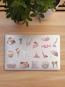 50 miếng dán chủ đề màu hồng nhạt hình cô gái múa ba lê, dùng trang trí phòng, tủ lạnh, máy tính xách tay, máy tính xách tay, nhãn dán sáng tạo tự làm - Nhiều màu - Xem 3