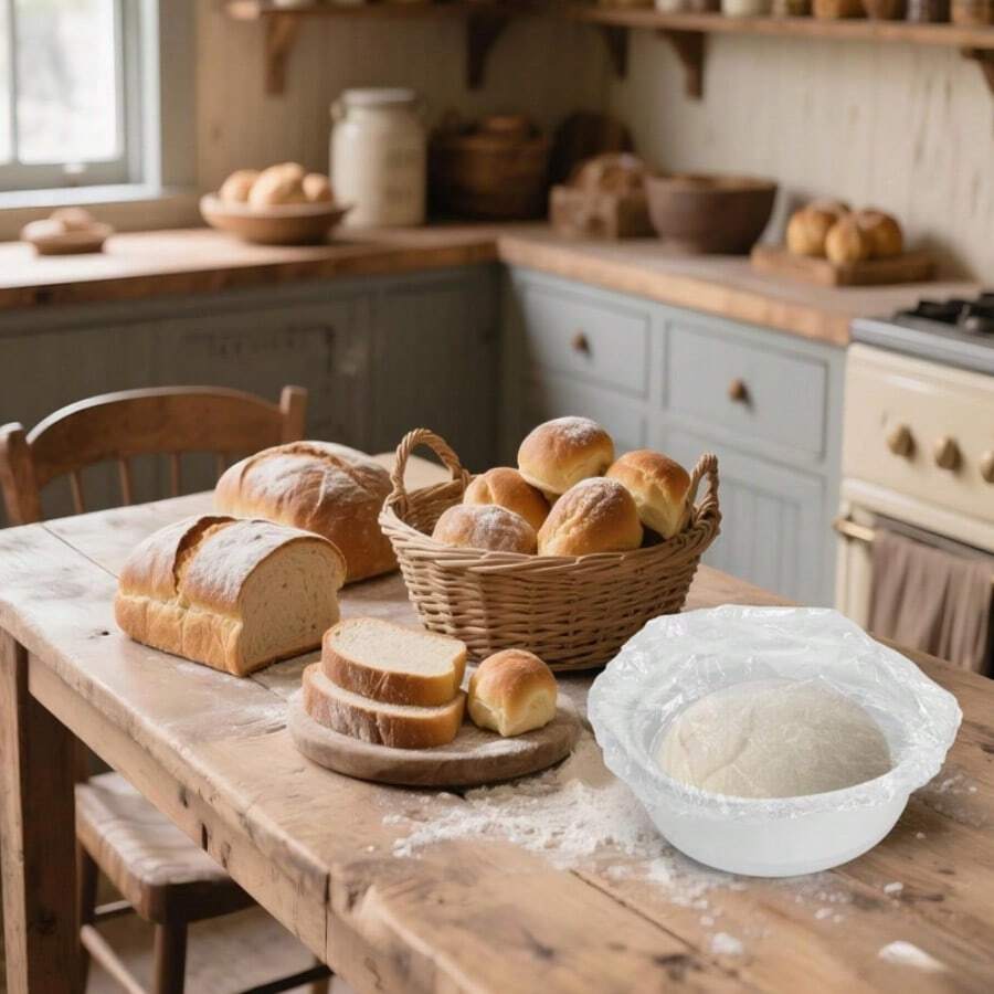 100 piezas de bolsas de almacenamiento de alimentos de plástico con banda elástica, desechables y extensibles, adecuadas para tazones y platos de cocina