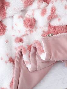 女童保暖毛绒双面连帽拉链开衫，厚实舒适，适合秋冬季 - 粉色 - 查看 10