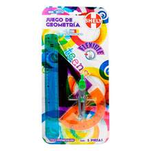 Lincky Juego de Geometría, set de 5 piezas incluye, regla, transportador, Escuadra, Compás. Juego geométrico flexible puede doblarse con facilidad - J4113 - Ver 1