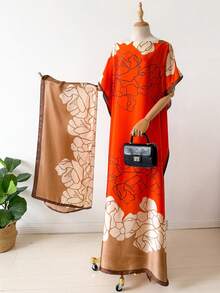 2pcs Faux Silk Peacock Print Shawl Scarf, Various Styles, Women Beach Cover Up, Sun Protection, Satin Scarf, Multifunctional Wear For Dress - Multicolor - View 7