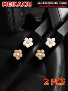 MEIKAXIU 1pc/2pcs New Floral Plush Comfortable Car Seat Belt Shoulder Cover, Safety Belt Decoration, Car Decor, Fashion Business Pink For Women - Small Flower Plush Shoulder Pad - View 28
