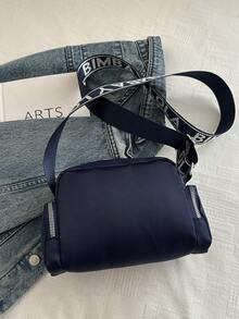 Ví đựng tiền xu đeo chéo mini, kiểu dáng cổ điển, chất liệu nylon màu trơn, thiết kế họa tiết chữ cái, khóa kéo, nhiều ngăn, thích hợp cho các hoạt động thể thao ngoài trời, du lịch, mua sắm, đi làm, dự tiệc, hẹn hò và các dịp khác. - Màu xanh lam - Xem 6