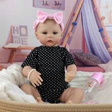 1pc Soft Cloth Body Half Glue Simulation Dolls 46cm Pink Dress Cute Reborn Doll Playing House Accompanying Toys Birthday Gifts