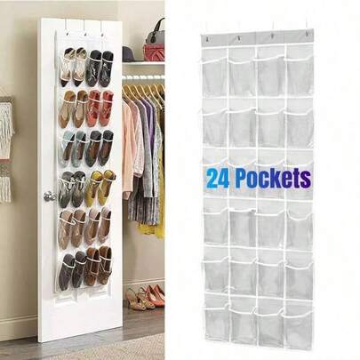 24 Over The Door Shoe Organizer Rack Hanging Storage Holder Hanger Bag Closet UK