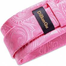 Conjunto de corbata de seda con estampado floral, incluye pinza de corbata, pañuelo y gemelos - Rosa - Ver 8