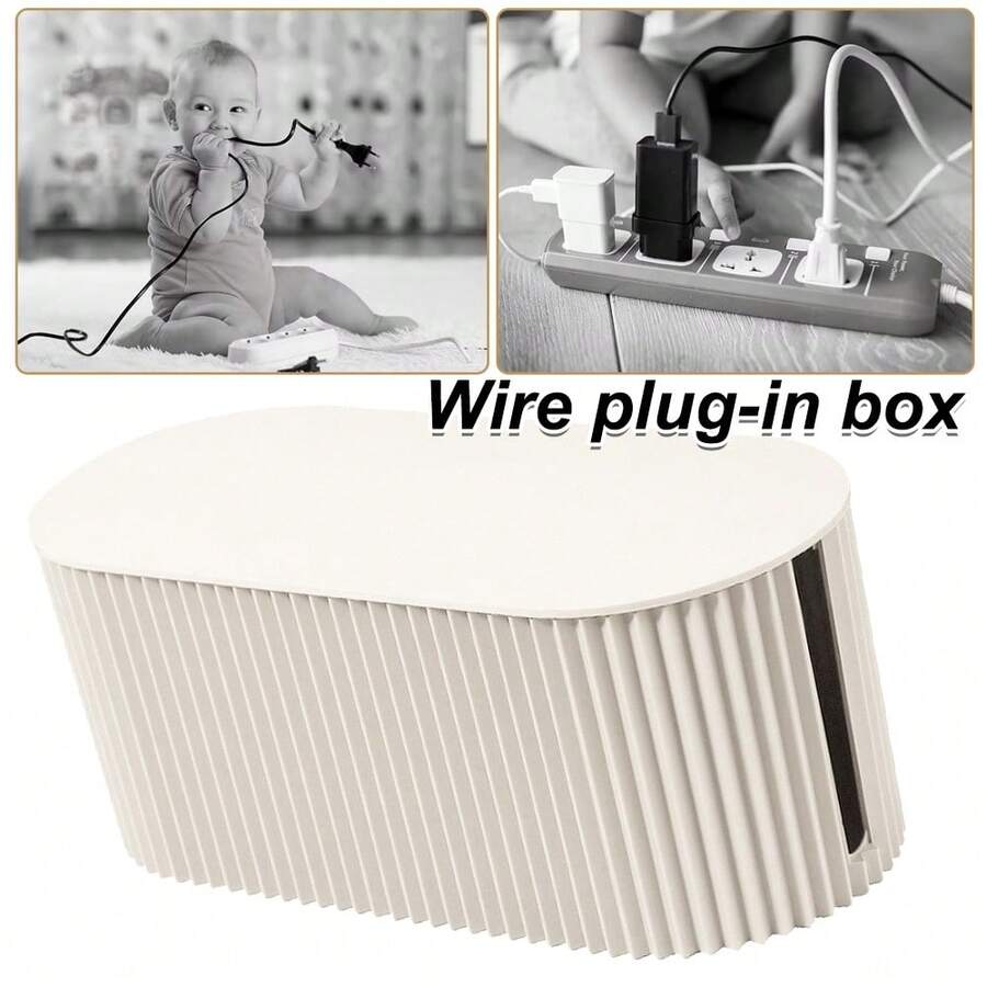 Cable Tidy Box, Cables Management Box, Cable Organisers With Lid For Hiding Messy Cables Wire Management -White - White - View 1