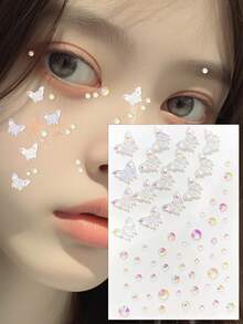 1 件水钻装饰 3D 蝴蝶和平面设计脸贴，适合派对和聚会，甜美可爱，可根据需要 DIY - 彩色 - 查看 7