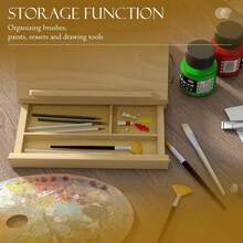 Wooden Table Easel Box, Adjustable Beechwood Table Box Easel With Storage Drawer, Portable Folding Artist Drawing Sketching Board - Natural - View 3