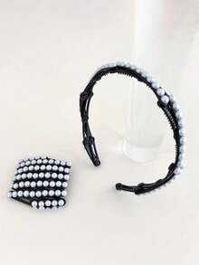 1 件/4 件女士可折叠珍珠头带，可调节发带防滑手柄，旅行洗脸和化妆发饰，韩式优雅头带，返校，头饰 - 彩色 - 查看 14