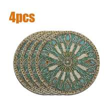8pcs/6pcs/4pcs/1pc Bohemian Style Round Placemats - With Intricate Floral And Geometric Patterns - 15 Inch, Polyester Linen Printed Placemats, Machine Washable And Hand Washable, Ideal For Restaurant Decor, Party Table Setting, Tabletop Decoration, Vibrant Placemats, Durable Tableware