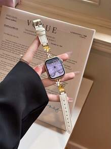 New Plum Blossom Leather Strap Compatible With 38/40/41/42/44/45/46/49mm Compatible With Apple Watch Strap Ultra/S10/9/8/7/6/5/4/3/2/1