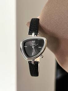 gedi 1pc Women's New Gold Leather Strap Watch, Exquisite Polygonal Dial, Fashionable Gold Hands, Casual Elegant, Attractive Ladies Watch, 30M Waterproof Luxury Quartz Watch, Suitable For Party, Commuting, Travel And Daily Wear - Gold - View 12