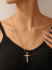 1pc Vintage Guitar Pick & Guitar Pendant Necklace, Simple Cross Versatile Necklace Jewelry - Multicolor - View 6