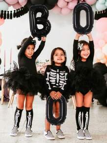 3pcs/Set Halloween BOO Balloon Kit, Black, Pink, Silver Letter Balloons, Suitable For Halloween Decoration, Ghost Party, Indoor/Outdoor Halloween Decoration, Halloween Party, Haunted House, Halloween Home Party Supplies - 彩色 - 查看 5