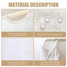 1 件可折叠洗衣篮，经典款式，多功能家居收纳盒，适用于卧室、浴室 - 米色 - 查看 4