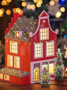 1pc 1/5M Miniature Plastic Light Bulb String Lights For Christmas Tree & Model Scenes - Mixed Color Glittery DIY Craft Decor, Decorative Plastic Fake String Lights Ribbon, Christmas Party String Beading Accessories, Miniature Scene Decorations, Christmas Decor