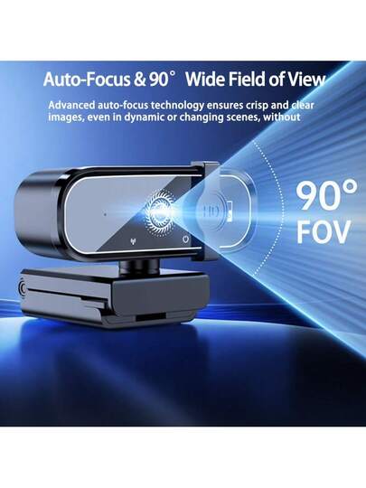 4K/2K/1080P USB Webcam Auto Focus, Privacy Cover, Plug Play Camera PC/Laptop, Zoom, Streaming, Remote Work view 6