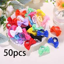 10/30/50pcs Girls' Elastic Hair Ties - Soft Pastel & Bright Colors (Red, Pink, Yellow, Green, Blue, Purple, Black, White,) - Non-Slip Hair Bands For Youngsters, Youngsters, Birthday Parties, Halloween, Chinese New Year - For Sensitive Light Beige - Everyday & Special Occasion Hairstyles, Youngsters Party Accessories, Playful Hair Accessory, Soft Fabric Hairbands