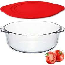 Large Glass Bowl With Lid, Glass Casserole Dish, Borosilicate Bakeware With Lid, Food Storage, Baking Dish With Lid, Oven, Stove, Microwave, Dishwasher And Refrigerator Safe Baking Dish 2.2 Quarts