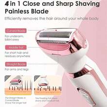 4-In-1 Women's Electric Hair Removal Kit - Includes Electric Hair Clipper, Bikini Trimmer, Eyebrow Trimmer, Nose Hair Trimmer - USB Rechargeable - Portable, Gentle Women's Face, Nose, Legs, And Underarm, Bikini Area Hair Removal - Perfect Women's Gift And Mother's Day Gift - Gold - View 7