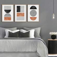 FajerminArt Framed Canvas Wall Art Poster Set, Medieval Bohemian Style Picture, Modern Geometric Wall Decor, Minimalist Black Brown Bohemian Abstract Painting, Suitable For Living Room, Bedroom, Office, Natural Style - Multicolor - View 7